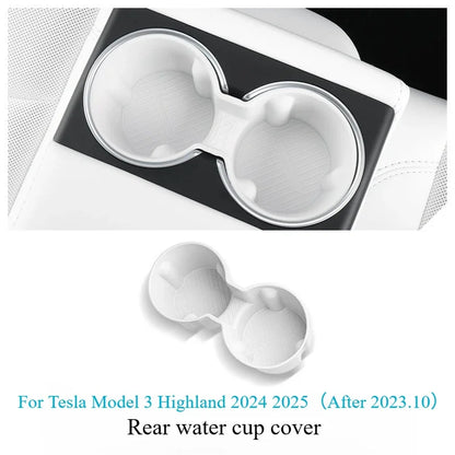 For Tesla Model Y Juniper 2025 White Interior Accessories Center Control Armrest Box Organizer Storage Box Cup Holder New Model3