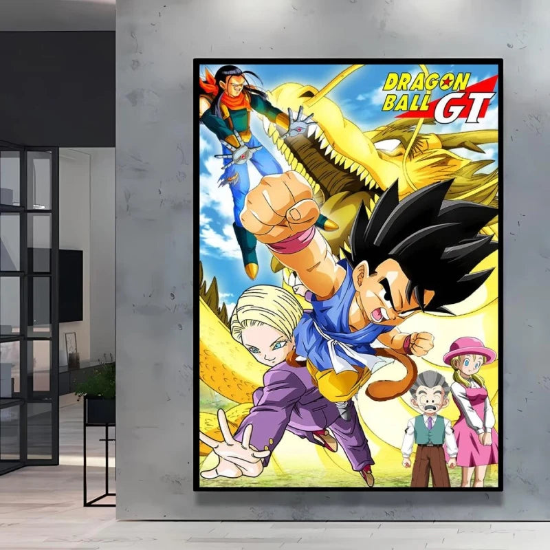 Dragon Ball Poster Super Saiyan Wall Art Goku Themed Painting Vivid Battle Design Durable Canvas Perfect for Anime Room Decor