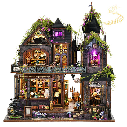Magic Castle Book Nook Kit 3D DIY Wooden Puzzle Handmade Bookshelf Dollhouse Model Bookend Building Home Decor