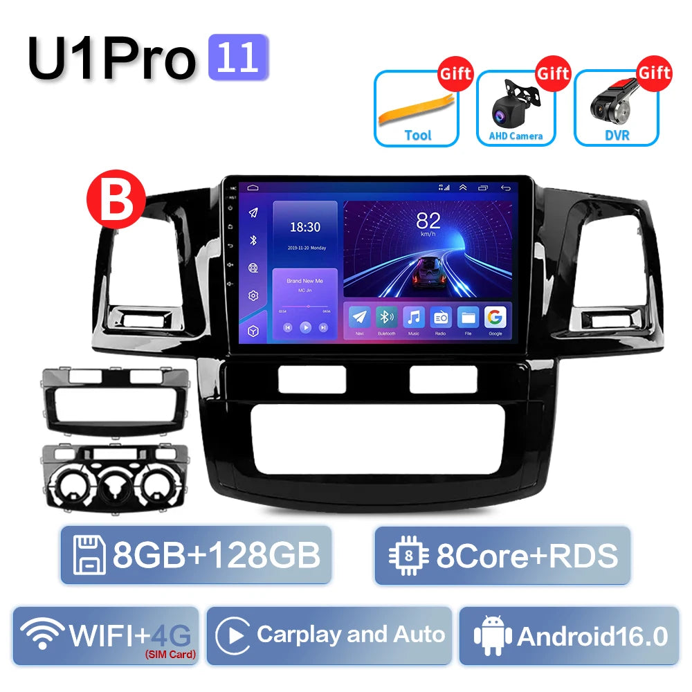 For Toyota Fortuner HILUX Revo Vigo 2007-2015 Multimedia Video Player Stereo GPS Android 16 2din Carplay Car Radio