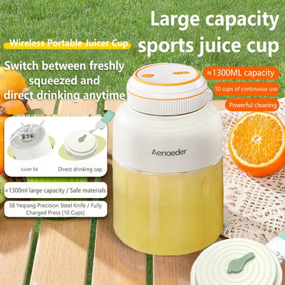 1300ml New Wireless Portable Fruit Juicer Charging Small Complementary Food Crushed Ice Household Multifunctional Juicer 2026