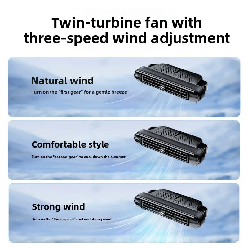 2026New Car Seat Fan 3000mAh Built-in Battery Long Lasting USB Portable No Blade Backrest Fan Car fan cooler Car Air Conditioner