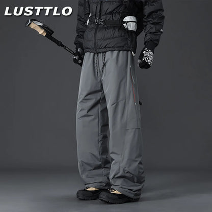 Large Size Winter Outdoor Casual Duck down Thermal Thickened Straight Leg Pants Men's Hiking Trousers Windproof And Cold-resi...