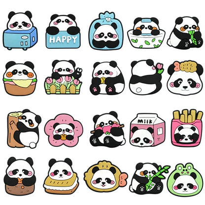 1/20/50/100Pcs Panda Series Shoe Charms Cute animal Shoes Accessories Decoration Clog Sandal Buckle Bithday Holiday Party Gifts