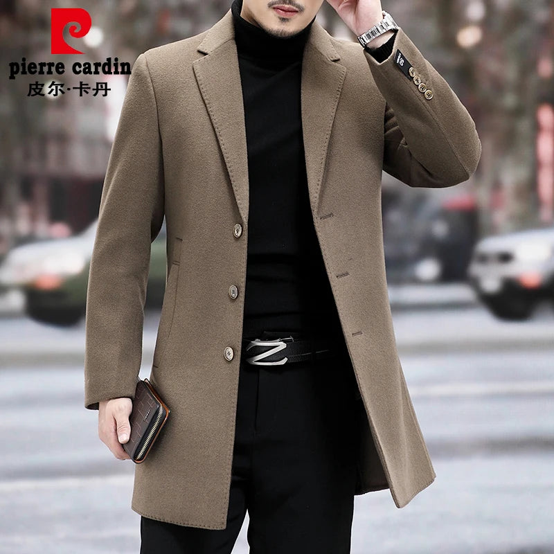 QYLVAWOY 67% Wool Men's Autumn Winter New Slim-Fit Mid-Length Double-Sided Woolen Coat Wool Trench Coat Outerwear LJ2146