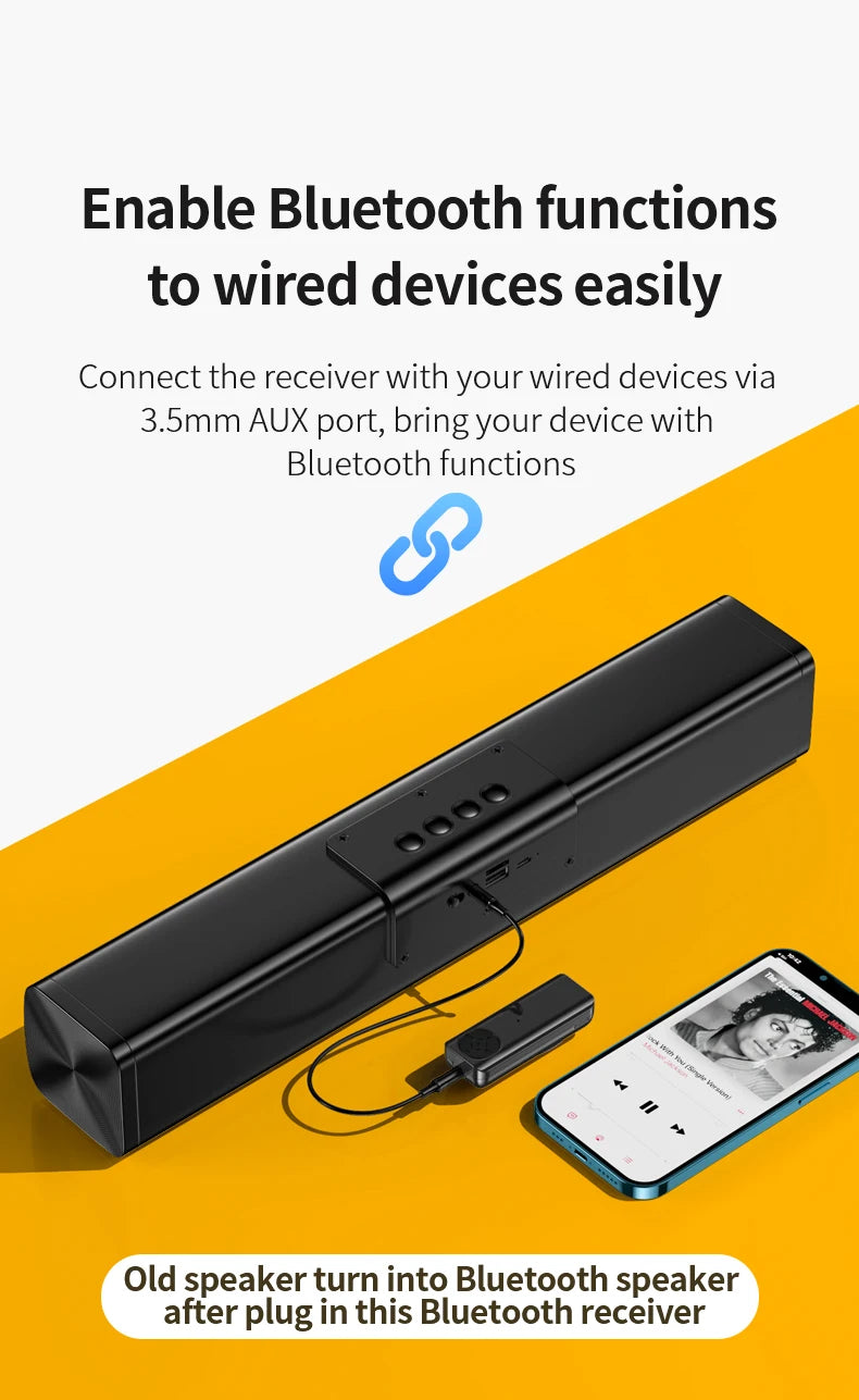 Bluetooth 5.3 Receiver Adapter Wireless Audio Adapter 3.5mm AV/AUX Jack ANC+ENC Active Noise Reduction Reciever For Car PC