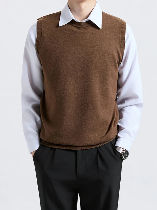 Cityboy Knitted Vest for Men Autumn Winter Trendy Brand Sleeveless American Style High-End Feel Shoulder Top Outerwear