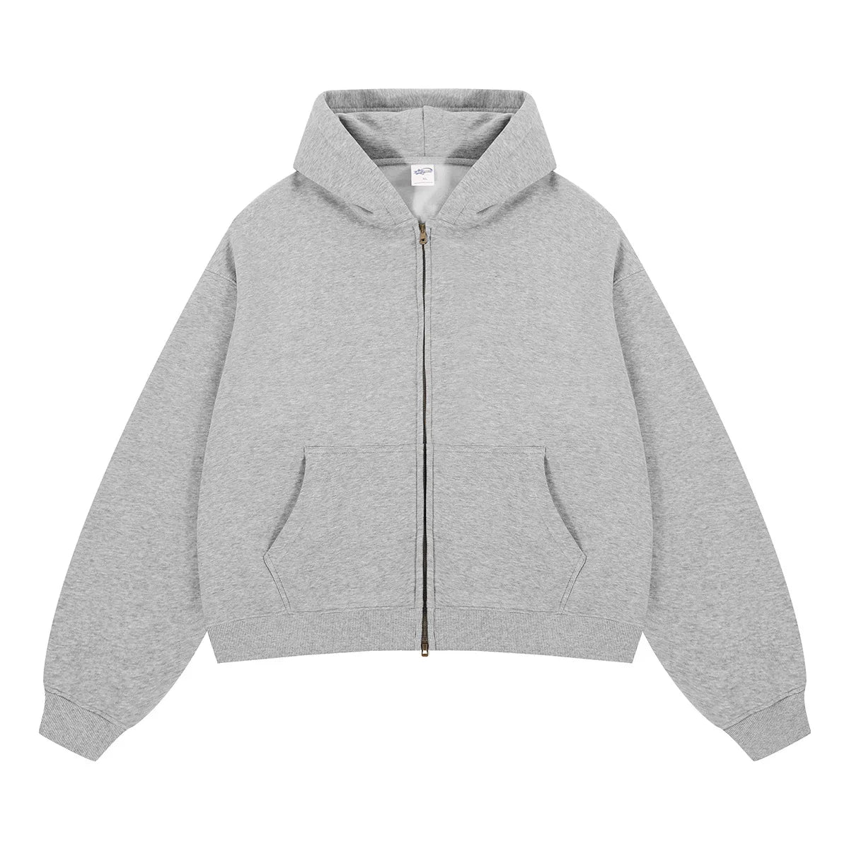 Custom LOGO women's  Autumn Winter New 370G Heavy Fleece BOXY Short and Wide Double Head Zipper Cardigan Couple Hooded Sweater