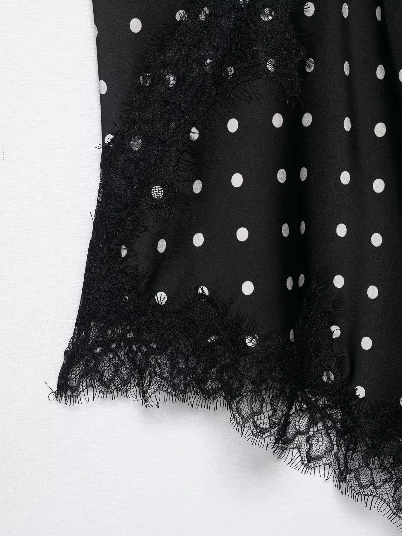 HH Women Elegant Polka Dot Lace Slip Tops Asymmetrical Hem Tanks Camis Summer Lady Sexy Lace Splicing Club Party Tops Camisole