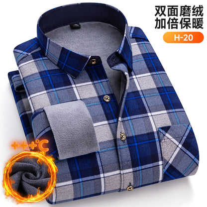 New Plus Size 8XL 7XL 6XL Men's Shirt Autumn Winter Fleece Thickened Warm Long Sleeve Plaid Business Casual Slim-fit Man Clothes