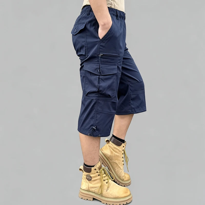 Men's Cargo Shorts New Summer Fashion Multi-Pocket Outdoor 7-Point Pants Daily Outing Hiking Camping Fishing Comfortable Shorts