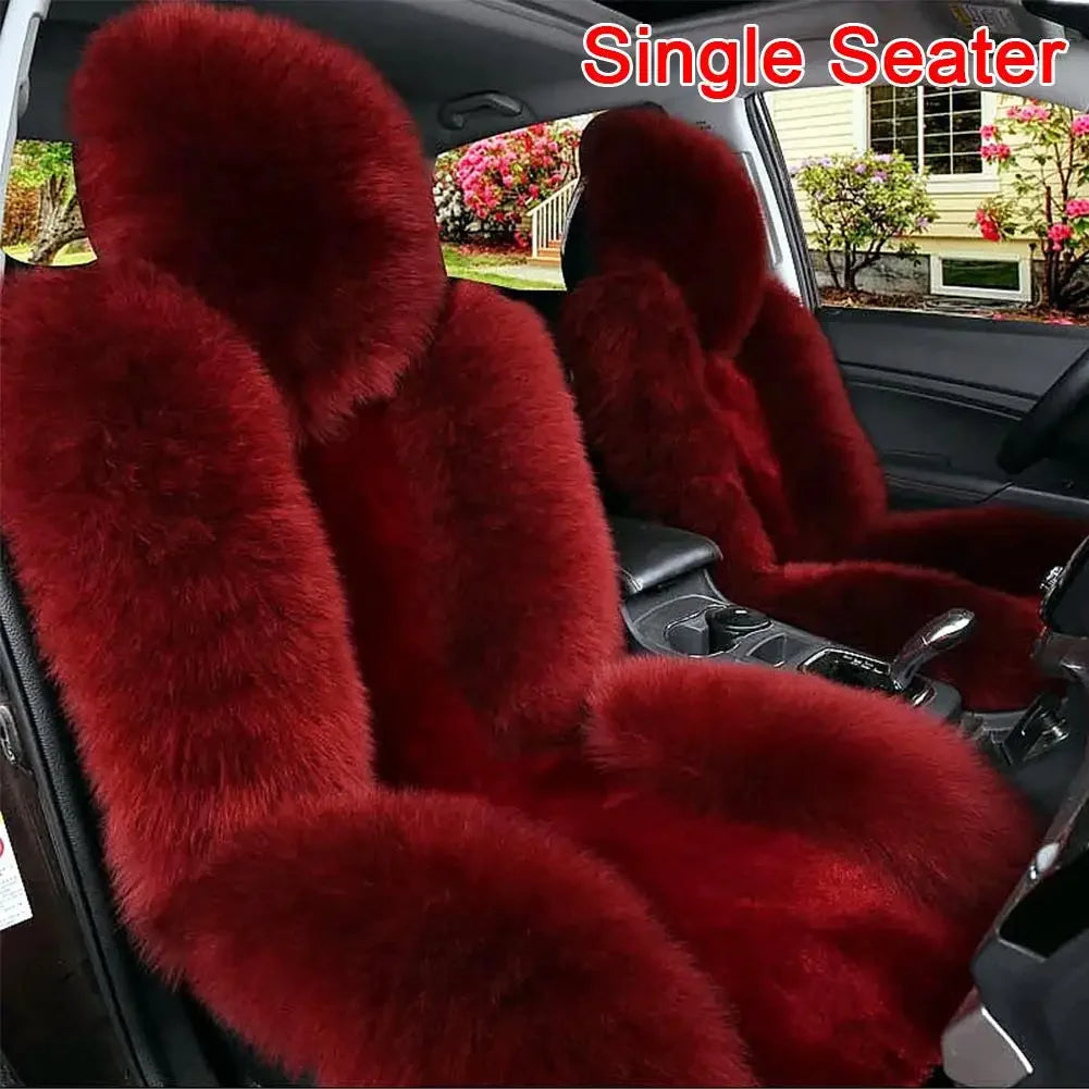 Universal Winter Car Seat Cushions Australian Sheepskin Fur Seat Auto Cover Autumn Warm Winter Interior Accessories K6X4