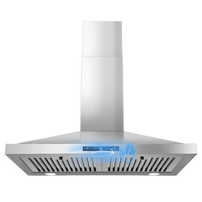 24/30 Inch Wall Mount 450CFM Stainless Kitchen Vent Gesture Sensing & Touch Control 3 Speed Range Hood