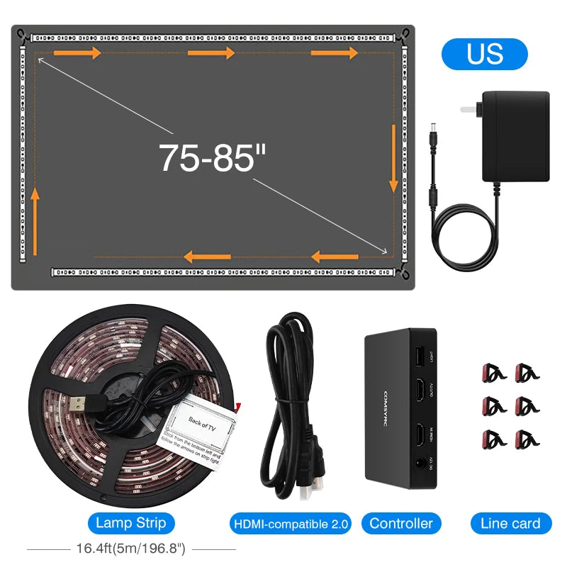 LED Smart Ambient TV Backlight Wifi Alexa Google Assistant Control 4K HDMI-Compatible 2.0 Device Screen Color SyncStrip Lights