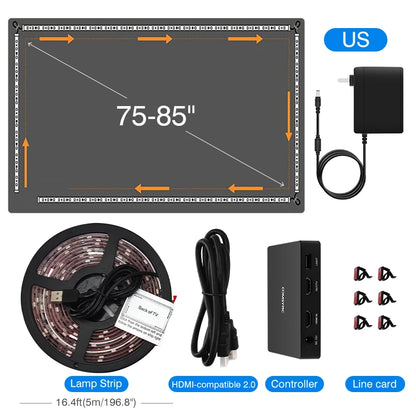LED Smart Ambient TV Backlight Wifi Alexa Google Assistant Control 4K HDMI-Compatible 2.0 Device Screen Color SyncStrip Lights