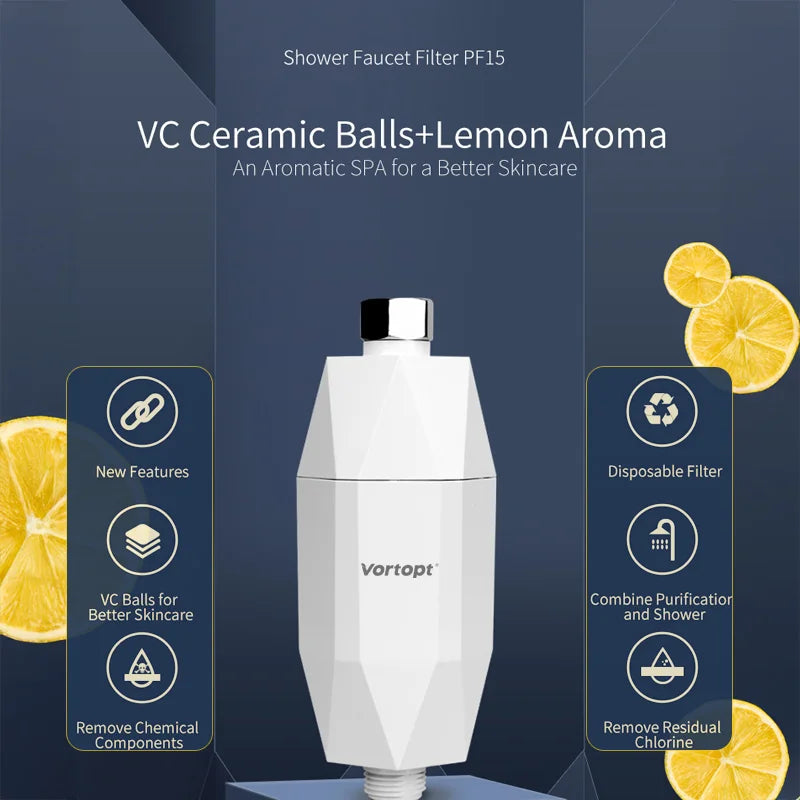 HOMEFISH Revitalizing Shower Water Filter - Reduces Chlorine Heavy Metal - Improves Dry Itchy Skin, Hair Dandruff, Eczema