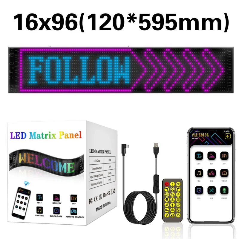 Dynamic Devil Eyes Light for Car Truck Windshield Programmable LED Display Flexible Soft Screen DIY Bluetooth APP Remote Control