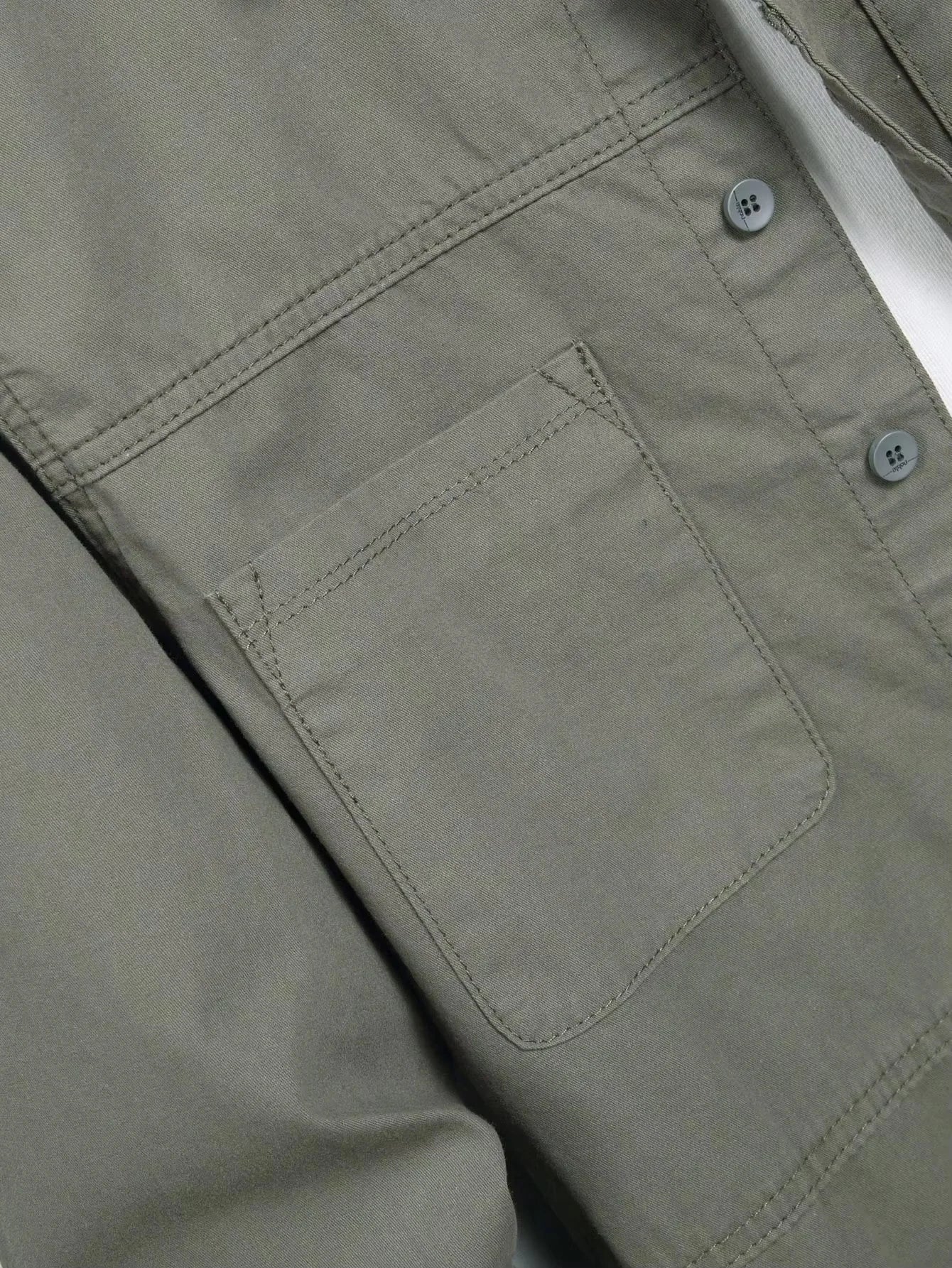 Men's Vintage Army Green Casual Denim Shirt, 100% Cotton Long Sleeve Lapel Work Shirt with Pockets