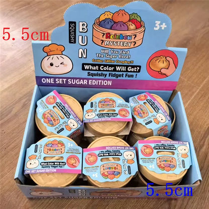 5.5/8.5cm Stress 1-12Pcs Dumpling Squash Toy Dampaline Squishy with Box Dumplings Sensory Squeeze Toy for  Relief Gift Birthday