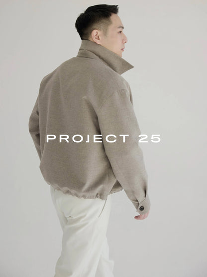 PROJECT 25 Men's Imported Wool Modal Blend Lapel Jacket Casual Commute Short Wide Fit Old Money Style Fall Winter Outerwear