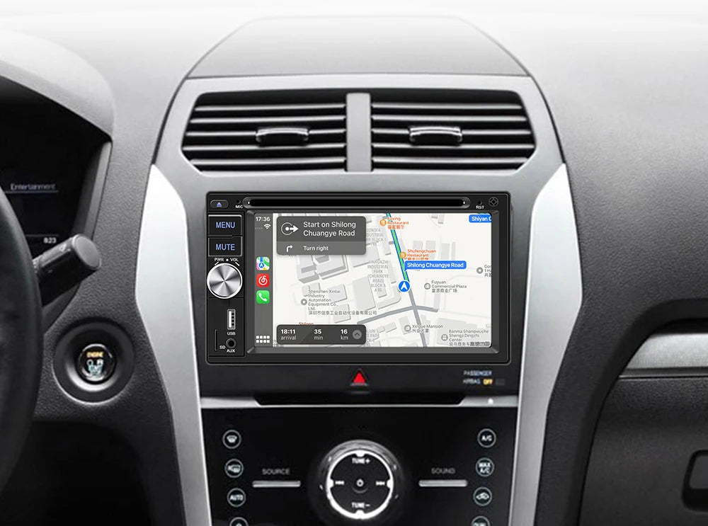 6.2" Double 2 DIN Car Stereo Radio CD DVD Player Apple Carplay & Android Auto FM/RDS HD Touch Screen Bluetooth USB TF+MIC&Camera
