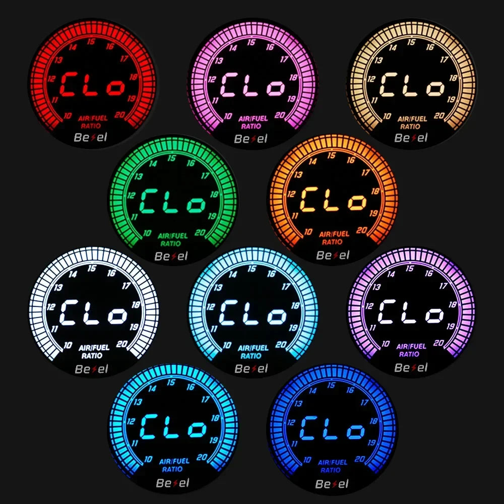 52mm Boost Water temp Oil temp Volt Vacuum Tachometer EGT Air fuel ratio Oil pressure Gauge 10 Color Car Meter