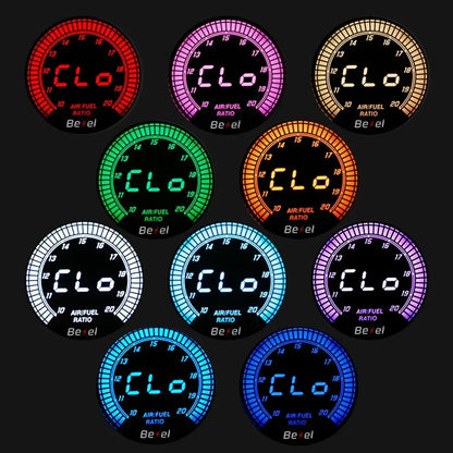 52mm Boost Water temp Oil temp Volt Vacuum Tachometer EGT Air fuel ratio Oil pressure Gauge 10 Color Car Meter