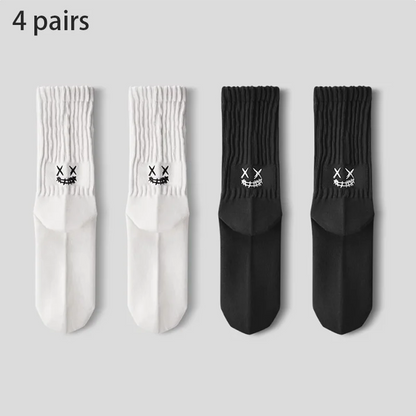 4 Pairs Men's Cotton Work Socks Long Running Breathable Ankle Crew Socks Casual Socks for Men Cycling Socks
