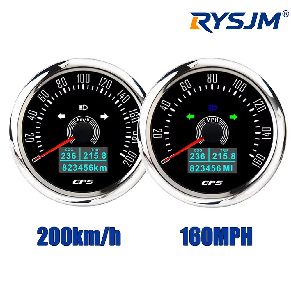 85MM GPS Speedometer 0-160MPH 0-200KMH With GPS Antenna 7 Colors Backlight Digital LED Odometer Gauge for 12V24V Car Boat Marine