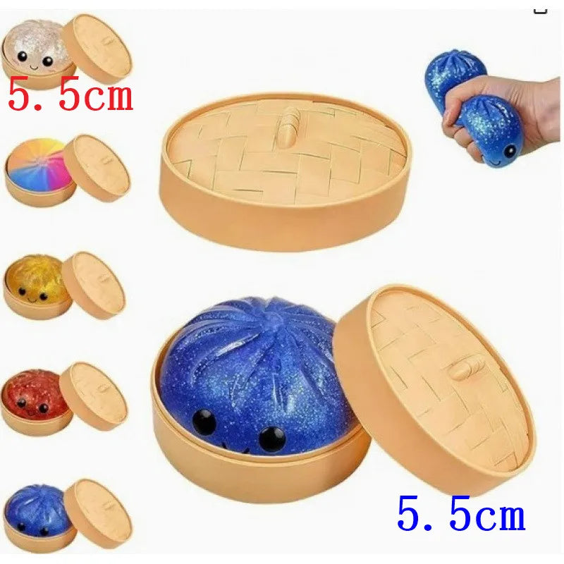 5.5/8.5cm Stress 1-12Pcs Dumpling Squash Toy Dampaline Squishy with Box Dumplings Sensory Squeeze Toy for  Relief Gift Birthday
