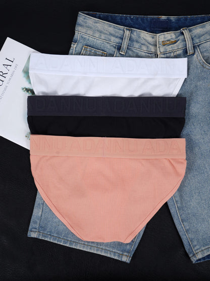 Men's 100% Cotton Ribbed Briefs U Convex Pouch Embossed Elastic Waistband Soft Skin-Friendly Breathable Underwear