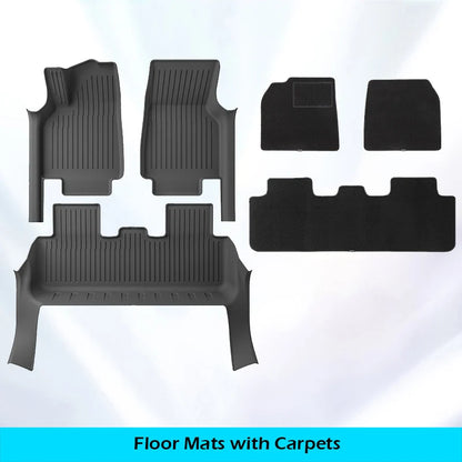Floor Mats with Door Sill Protection Strip for Tesla Model Y Juniper 2025 2026 All-weather Floor Cargo Liner Trunk Backrest Pad