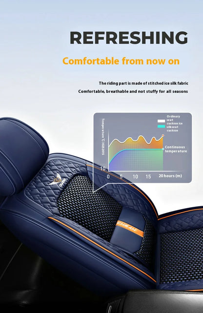5-seat  car seat cover, new nappa leather ice silk fixed lumbar support, four-season universal, suitable for most cars