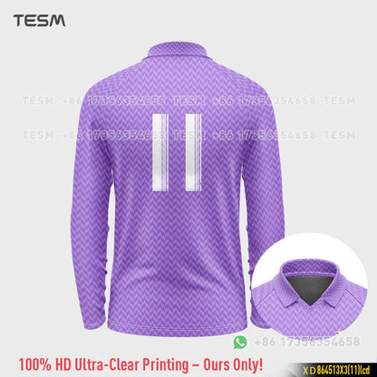 TESM Summer Men Long Sleeve 3D Printed Polo Shirt V-Neck Sports T-Shirt  Team Sports Training Shirts