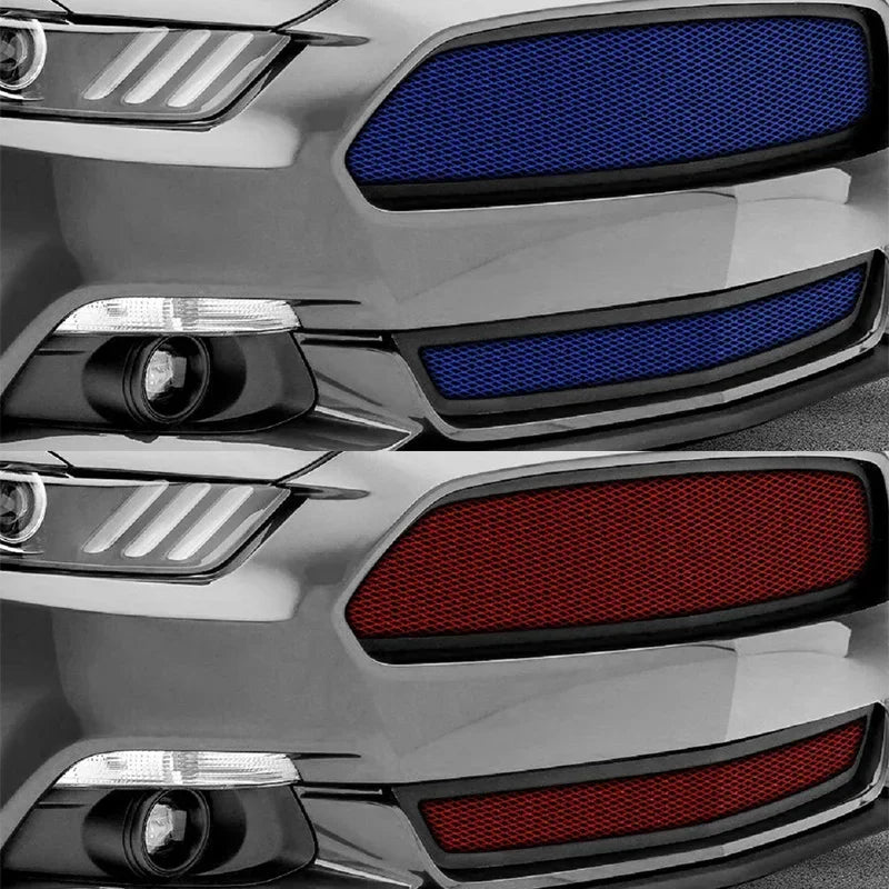 Diamond Pattern Red Blue Universal Car Grille 33x100cm Aluminum Mesh for DIY Cutting and Vehicle Modification