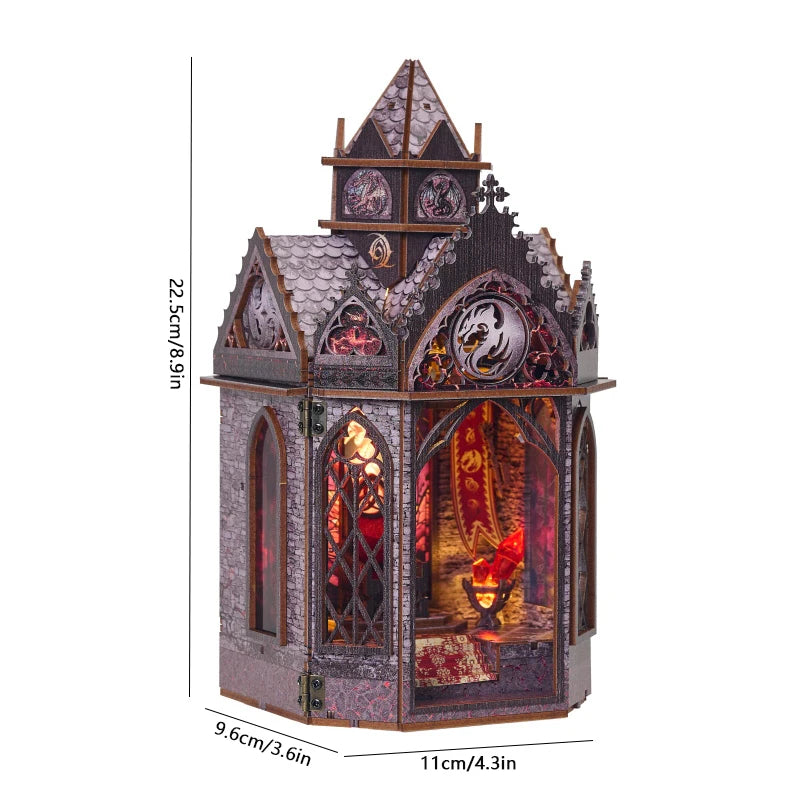 DIY Miniature Dollhouse Kit with LED Light Handmade Wooden Flower Shop Book Nook Creative 3D Puzzle Model Building Set for Gifts
