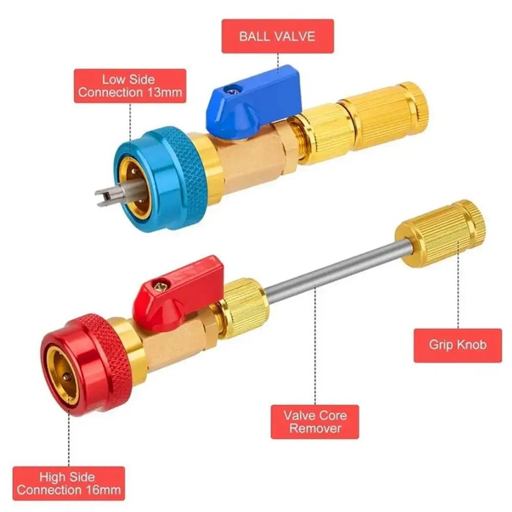 Adjustable A/C Valve Core Puller R134A High Low Pressure Wrench Remover Tool for Car Air Conditioner Repair Quick Removal