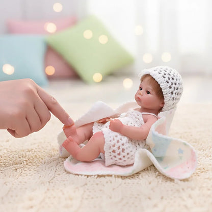 Cloveray 8 inch Mini Full Body Soft Silicone Realistic Reborn Baby Doll Super Cute Solid Silicone Doll High Quality Toy Kid Gift