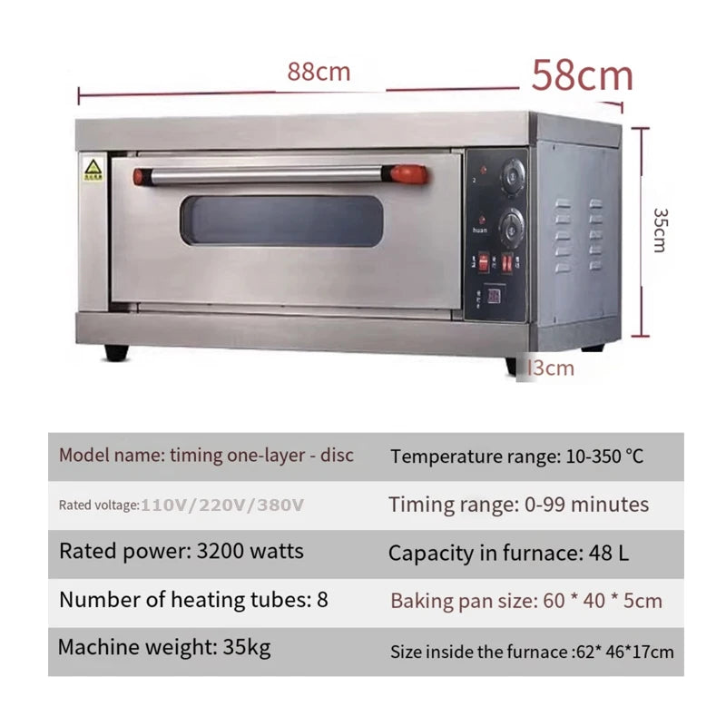 Oven Electric Commercial One Layer Plate Cake Bread Pizza Scones Large Capacity Baking Household Furnace
