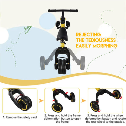 3 in1 Toddler Kid Ride on Toy Balance Bike Scooter Tricycle 1.5-4 Years Push Car
