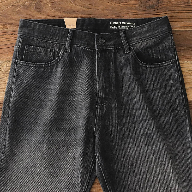Autumn New American Retro 14OZ Thickened Denim Jeans Men's Fashion Washed Old Heavyweight Straight Casual Pants