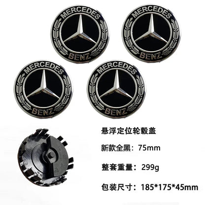 QQQ 4PCS 75mm Car Floating Wheel Center Hub Caps Cover for Mercedes Benz B/C/E/S Class A Class C200L GLC GLK CLA Accessories.