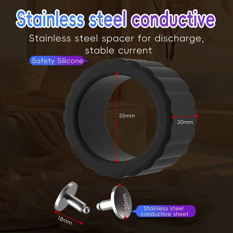 Electro Shock Silicone Penis Ring Bdsm Electric Stimulate Scrotal restraint Massage Cock Cage Masturbation Sex Toys For Men Gay