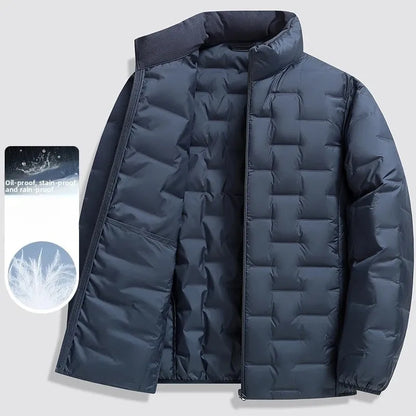 Winter New 90% Duck Down Jacket, Cycling Sports Stand-up Collar, Warm and Lightweight, Men's Solid Color Breathable Down Jacket