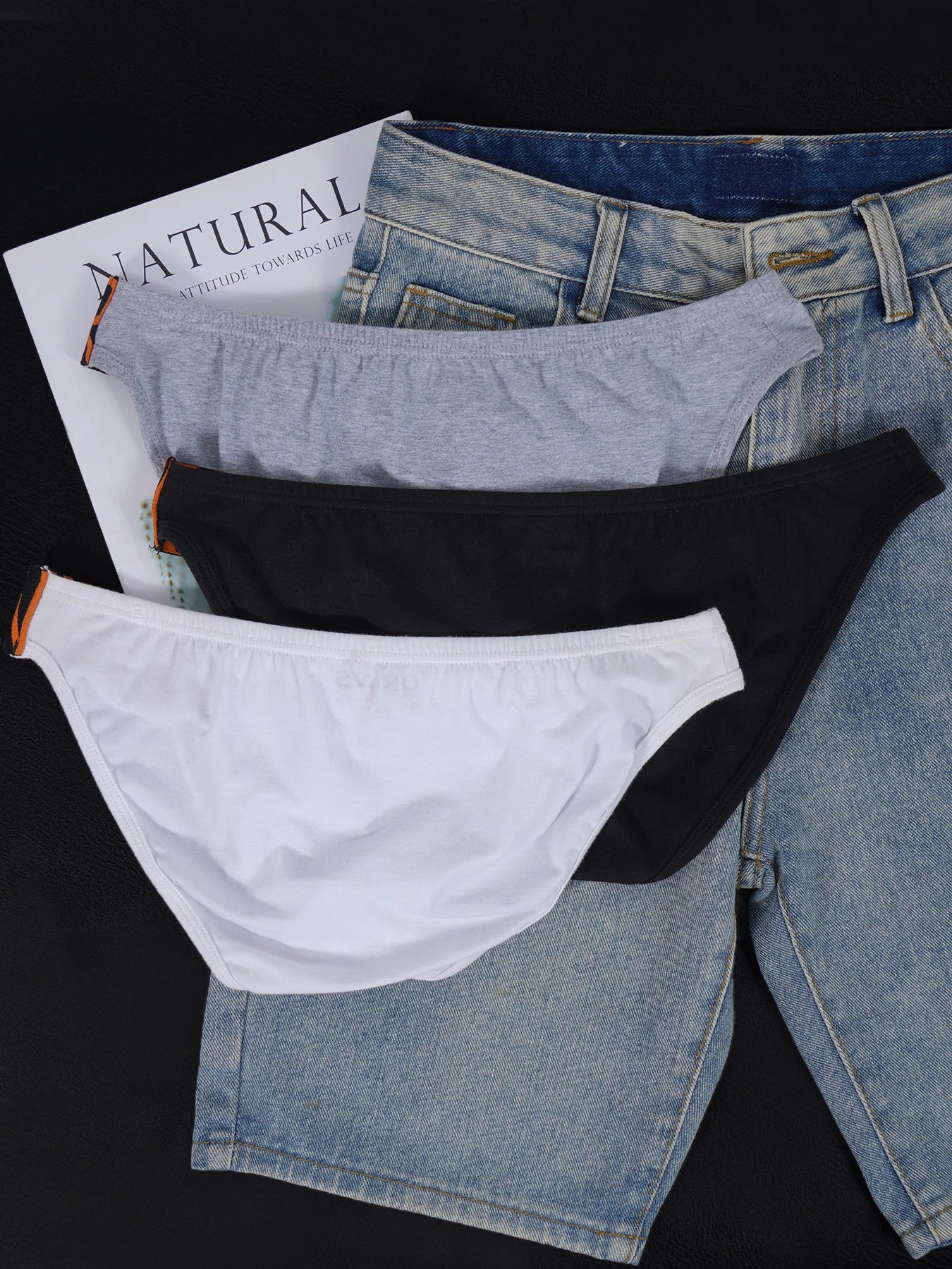 Men's 100% Cotton Briefs U Convex Pouch Letter Logo Elastic Waistband Soft Breathable Fashion Underwear