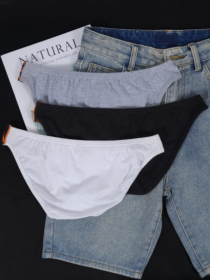 Men's 100% Cotton Briefs U Convex Pouch Letter Logo Elastic Waistband Soft Breathable Fashion Underwear