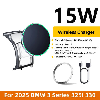 Car Phone Holder For 2025 2026 BMW 3 4 Series 330i 320 Exclusive Base GPS Stand Magnetic Chargre Interior Accessories