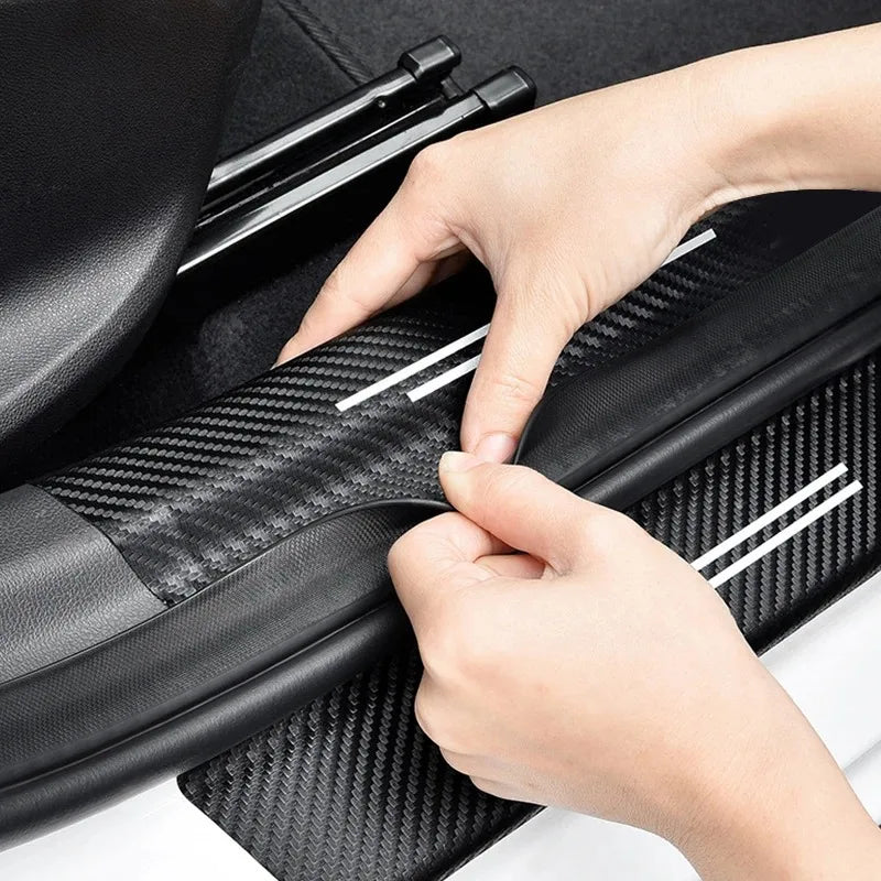 5Pcs Carbon Fiber Car Door Sill Scuff Plate Decor Stickers For Mercedes Benz AMG W463 W204 C300 W212 W176 W222 W124 C190