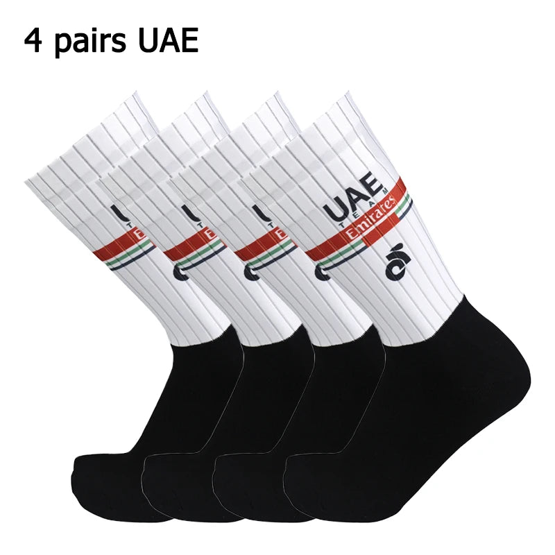 4 pairs of sports multi style anti slip breathable silicone men's and women's outdoor cycling running socks