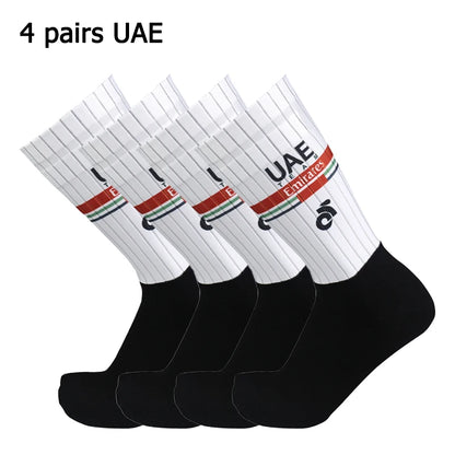 4 pairs of sports multi style anti slip breathable silicone men's and women's outdoor cycling running socks
